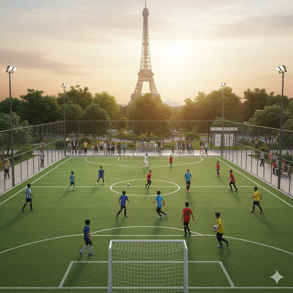 Football court with professional turf at Atco La Vivant